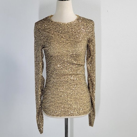 FREE PEOPLE INTIMATELY gold rush long sleeve top Sz XS NEW - Picture 3 of 11